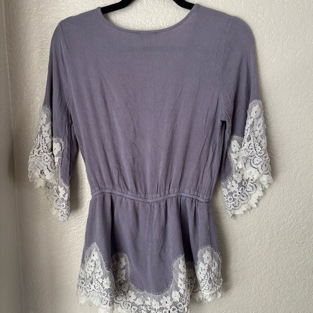 Umgee Purple lace trim babydoll Small Romper - Picture 4 of 9